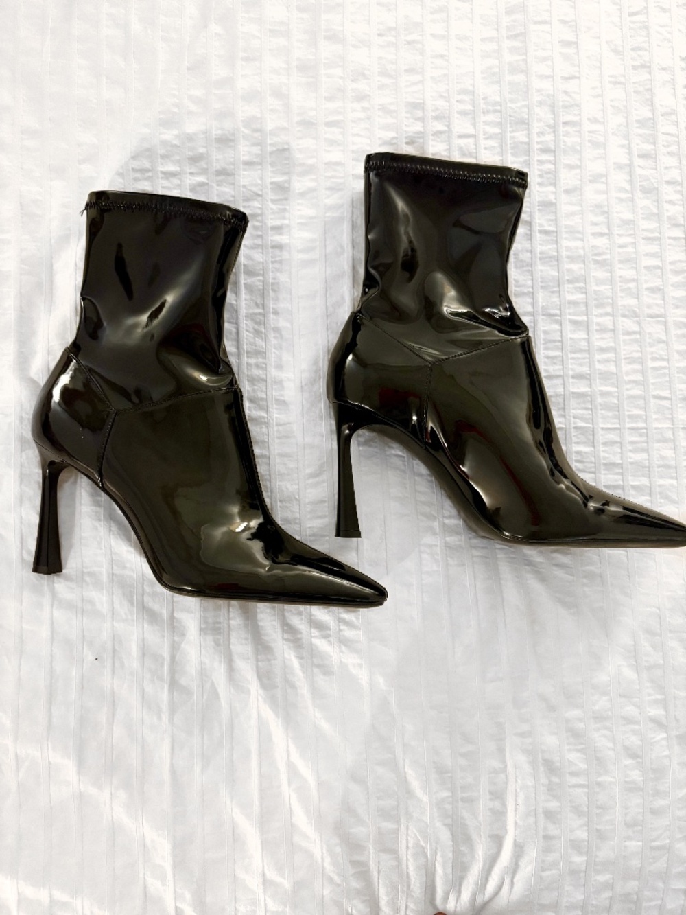 Zara Black Patent Ankle Boots